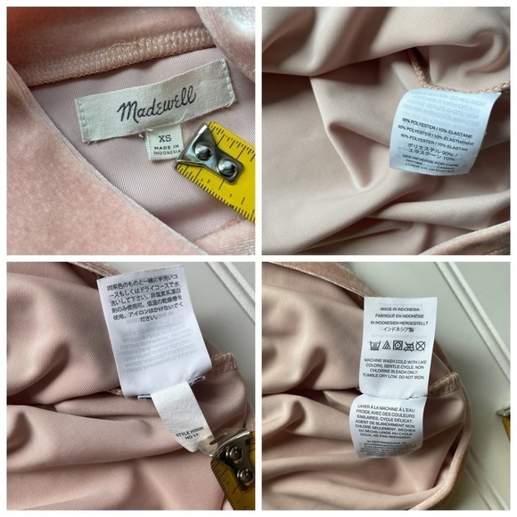 Madewell Velvet Mock neck tee Top Pink Size XSmall Blush Peach Party Workwear - Picture 6 of 9